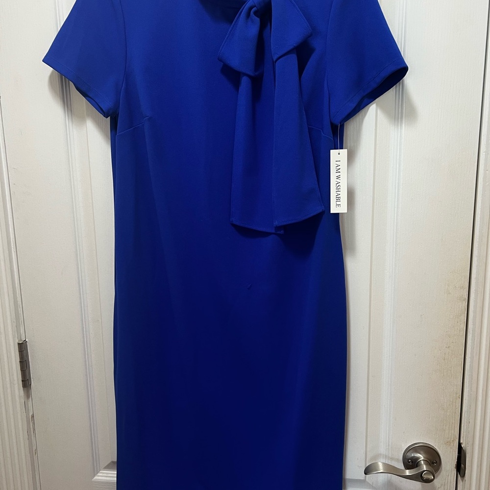 Shelby & Palmer Cobalt Blue Midi Dress with Bow